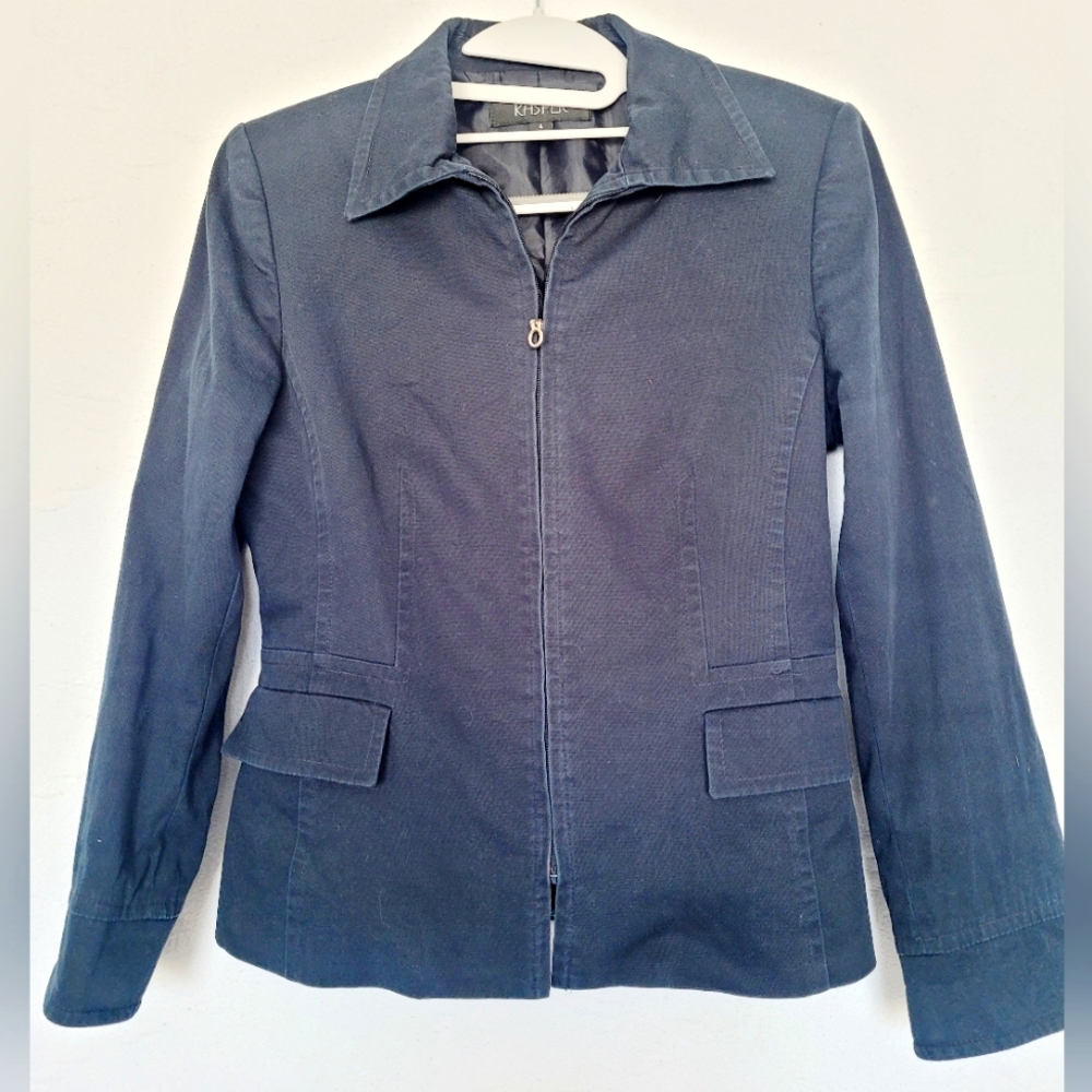 Kasper Business/Office/Carrer Stretch CottonJacket/Blazer Zip Navy Blue 4/Small